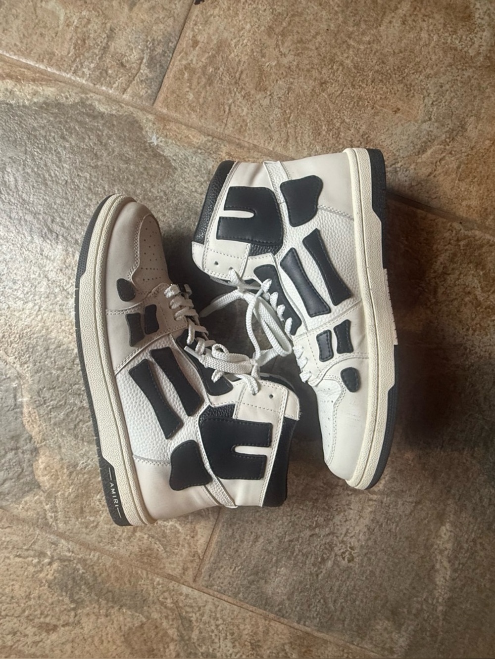 Men's High-Top Leather Sneakers in White and Black